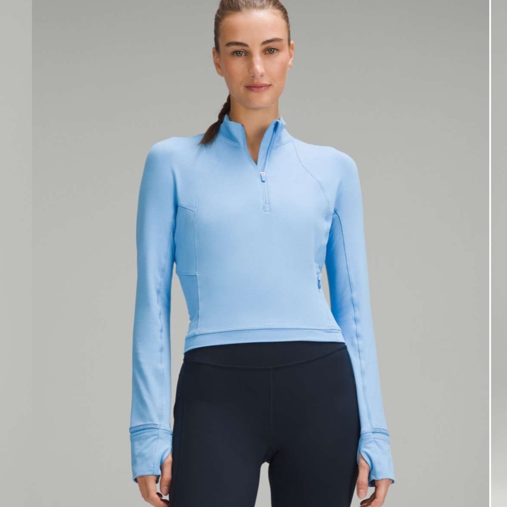 Lululemon Its Rulu Cropped Half Zip - Aero Blue